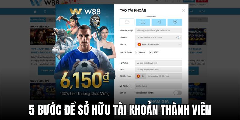 5 bước để sở hữu tài khoản thành viên chính thức